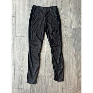 LYSSE Faux Leather Leggings Women's Size S Black Textured Front Panel Stretch‎